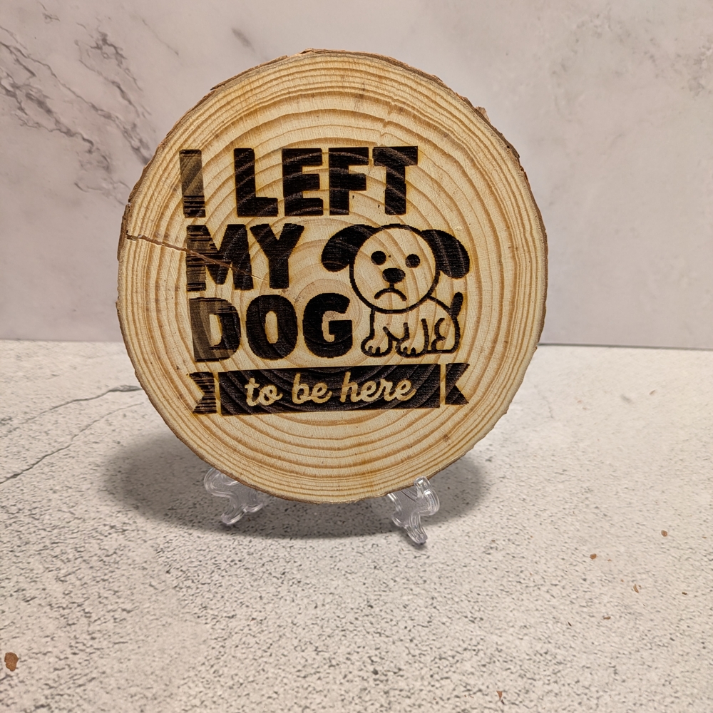 Wooden Dog Coaster with Black Design